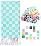 Checkered Plaid Turkish Beach Towel Vacation Essentials Blanket Sand Free Quick Dry Oversized Thin Cloud Clearance Alaska Cruise Summer Accessories Beach Gift Must Haves Gear Stuff Travel Gadgets