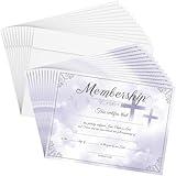 Trandraft 12 Pieces Church Membership Certificate with Envelopes Certificate of Membership Cards, Silver Foil Stamping, Bible Scripture, 11 x 8.3 Inches