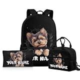 Howilath Yorkie Baby Kids Backpack Set with Lunch Box Anti-Theft Bookbag Pencil Case for School Camping Daily Use School Backpacks for Boys Girls Supplies Name Customized Bookbag