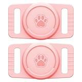 GOCII for Airtag Dog Collar Holder 2 Pack,Waterproof Collar Holder for Apple AirTag, Silicone Air Tags Case for Dog Collars(Light Pink)