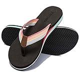 Pevino Women's Orthotic Flip Flops with Soft Waterproof Platform and Anti-Slip Sole,Casual Thong Sandals for Women,Comfortable Beach Sandals with Arch Support for Girl Ladies Brown Size 9