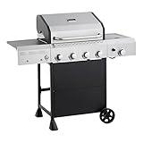 Amazon Basics Freestanding Gas Grill with Side Burner, 4 Burner (52,000 BTU), Black