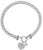 NINE WEST Women's Silvertone Crystal Pave Heart Stretch Bracelet