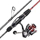 Sougayilang Fishing Rod and Reel Combo - Lightweight Red Spinning Combo for Crappie, 1.8m-1000 Size - 2 Pieces Spinning Set