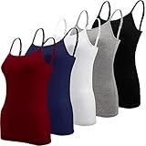 BQTQ 5 Pcs Women's Camisole Tank Top Undershirt Spaghetti Strap Basic Camisoles, S