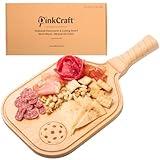 DinkCraft Pickleball Charcuterie & Cutting Board, Pickleball Gift, 17 x 8.5 x 0.75”, Birch Wood, Paddle Shape with Handle, Mineral Oil Finish