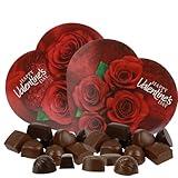 Valentines Chocolate Truffles Heart Box Set Bundle, Red Rose Themed Romantic Gift Boxes with Milk and Dark Chocolates, Flower Style Image May Vary, Pack of 2, 2 Ounces Each