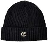 Timberland Men's Ribbed Watch Cap with Logo Plate, Black, One Size