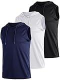 Sleeveless Hoodie Men Hooded Tank Top Workout Sweatshirt Athletic Dry Fit Shirts 3 Pack Gym Muscle Mesh Moisture Wicking Quick Dry Tech Tee Running Fitness Exercise Active (Multipack 1, M)