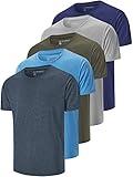 5 Pack Men's Dry Fit T Shirts, Athletic Running Gym Workout Short Sleeve Tee Shirts for Men (US, Alpha (Alpha), XL, Regular, Set 2)