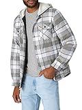 Long Sleeve Quilted Lined Flannel Shirt Jacket With Hood, Cloud Burst, X-Large