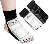 LangRay Taekwondo Sparring Gear Protector Karate Boxing Sparring Guard, Martial Arts Protective Foot Gear for Kung Fu Punch Bag Kickboxing MMA Training, XS White
