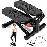 ACFITI Steppers for Exercise at Home, Mini Stepper with Resistance Bands, Air-Powered Stair Stepper with 350lbs Loading Capacity,Twist Stepper Portable Exercise Equipment for Full Body Workout