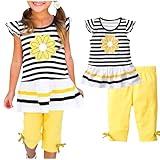 Hvyesh Girls Summer Outfits 2 Piece, Cute Toddler Baby Clothes for Girls Two Piece, Girls Tops with Capri Leggings, 3T