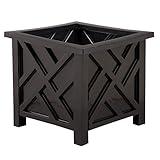 Miles Kimball Chippendale Planter Box, Black – Plant Holder for Garden, Patio and Lawn – 14 ¾” sq. x 13 ¼ H Overall