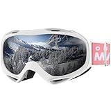 OutdoorMaster OTG Ski Goggles - Over Glasses Ski/Snowboard Goggles for Men, Women & Youth - 100% UV Protection (White Frame + VLT 11.5% Grey Lens)