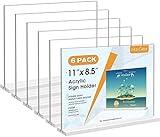 MaxGear 8.5 X 11 Acrylic Sign Holder Horizontal 6 Pack, Double Sided Display Stand, Clear Table Sign Holders Flyer Menu Holders, Plastic Paper Holder Picture Frame for Office, Store, Restaurant