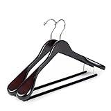 Luxury Wide Shoulder Wooden Hangers 2 Pack, with Velvet Bar, Smooth Mahogany Finish Wood Suit Hanger Coat Hanger for Closet, Holds Upto 20lbs, 360° Swivel Hook, for Jacket, Dress Heavy Clothes Hangers
