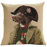 Charlotte Home Furnishings Decorative Pillow Covers for Couch 18x18 in, Tapestry Throw Pillow Cases for Living Room Bed Decor, Chien Napoleon Belgian Sofa Cushion Covers, Soft Cotton Jacquard Woven