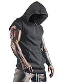 iWoo Sleeveless Hooded Shirts for Men Gym Hoodies Workout Shirt Hoodie Dark Grey S