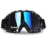 4-FQ Motorcycle Goggles Dirt Bike Goggles Windproof ATV Dustproof Racing GogglesScratch Resistant Ski Goggles Protective Safety Glasses PU Resin (Black frame+Color lens)