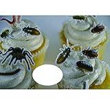 70x Edible Wafer Spider, Bug Cupcake Topper, Pre-cut Funny Party Cake Decoration