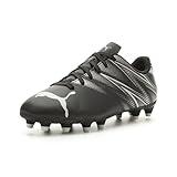 PUMA Attacanto Firm, Artificial Ground Soccer Cleats Sneaker, Black-Silver Mist, 2 US Unisex Little Kid