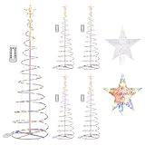 Yescom Twinkle 6Ft Spiral Christmas Tree Light 182 Pre-Lit LED 8 Model for Indoor Outdoor Patio Garden Pathway Holiday Party Event Xmas Night Decor Water Resistant with Star Topper Metal Stakes