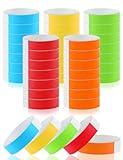 500 Pcs Wrist Bands, Paper Wristbands for Events, Adhesive Colored Wristbands, Disposable Wrist Bands, VIP Bracelets Wristbands for Party (Red Yellow Orange Neon Green and Neon Blue)