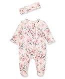 Little Me Clothes for Baby Girls' 2-Piece Pink Dream Floral Footie and Headband Set, 3 Months