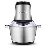 HOMEASY Meat Grinder Electric, Food Processor 2L Stainless Steel Meat Blender Food Chopper for Meat, Vegetables, Fruits and Nuts with 4 Sharp Blades, 350W, 8 Cups