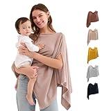 Momcozy Nursing Cover for Breastfeeding, Soft Privacy Poncho, Multi-Use Nursing Shawl, Portable Breast Feeding Covers for Women, Includes Laundry Bag (Brown)