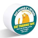 Karaseno Anti Cat Scratch Tape, 3 inches x 30 Yards Cat Training Tape, 100% Transparent Clear Double Sided Cat Scratch Deterrent Tape, Furniture Protector for Couch, Carpet, Doors, Pet & Kid Safe