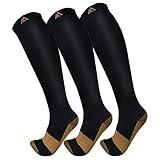 FuelMeFoot 3 Pack Copper Compression Socks - Compression Socks Women & Men Circulation - Best for Medical,Running,Athletic