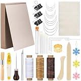 Skybooly 47 Pcs Bookbinding Kit Book Making Supplies Book Binding Tools with 12.36 x 9.88 Inch Chipboard Book Binder Board Large Eye Needles Awl Waxed Thread and Other Accessories for DIY Bookbinding