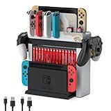Switch Games Organizer Station with Controller Charger, Charging Dock for Nintendo Switch & OLED Joycons, Switch Mounts, Brackets & Stands for Games, the Legend of Zelda: Tears of the Kingdom Edition