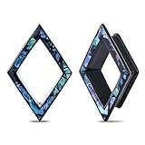 PONWAG 1 Pair 12mm Rhombus Ear Gauge Colour Opal Double Flared Plug Tunnels For Stretched Ears Stainless Steel Saddle Plug Gauges Women Body Piercing Jewelry