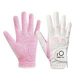 FINGER TEN Women's Lady Weathersof Pro Grip Left and Right Golf Glove Value 2 Pack (2 Pink, Small, Right)