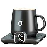 ikago Smart Heated Coffee Mug Warmer & Mug Set - Heated Mug Warmer with Auto Shut Off, 1°F Precise Temperature Control Mug Warmer, Electric Coffee Mug Warmer for Desk, Birthday Gifts for Women and Men