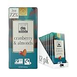 Endangered Species Dark Chocolate Bar w/Cranberries & Almonds (72% cocoa)