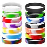 YalsFTY Waterproof ID Rubber Bracelets 14 Count - Silicone Rubber Wristbands for Events (14 Mix Color)