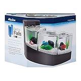 Aqueon Betta Falls 3 Section Aquarium Fish Tank With QuietFlow Power Filtration, Black