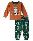 The Children's Place Baby Boys' and Toddler Long Sleeve Top and Pants Snug Fit 100% Cotton 2 Piece Pajama Set, Raccoon