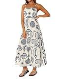 Beaufident Women Spaghetti Strap Maxi Dress Colorful A Line Long Smocked Picnic Dress Boho Beach Vacation Sundress