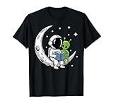 Astronaut Reading Book To Alien Moon Space Astronomy T-Shirt
