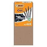 BIC Cristal Gel Pens Medium Point (0.7 mm) Ultra Smooth Long Lasting Writing, Black Gel Pens, 8-Count