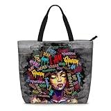 African American Tote Bags for Women Black Girl Magic Bags Black Shoulder For Work Gym Shopping Beach