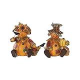Topadorn Polystone Table Decor Seasonal Fall Harvest Statue Pumpkin People Dolls for Home Fall Decor for Thanksgiving Day, Set of 2