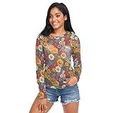 KLL Women See Through Mesh Shirt Long Sleeve Mesh Tops Tee Stretchy Bodycon Party Blouse Cover Ups Club Swim Beach M Beauty Spring Flowers Goldenrod