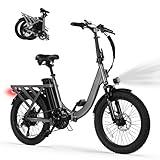 Qlife Electric Bike for Adults, Mars 20'' Fat Tire Folding Ebike with Peak 1200W Motor, 7 Speed 28MPH, 48V 499Wh Removable Battery Max Range 55 Miles, Foldable Electric Bicycle, Grey